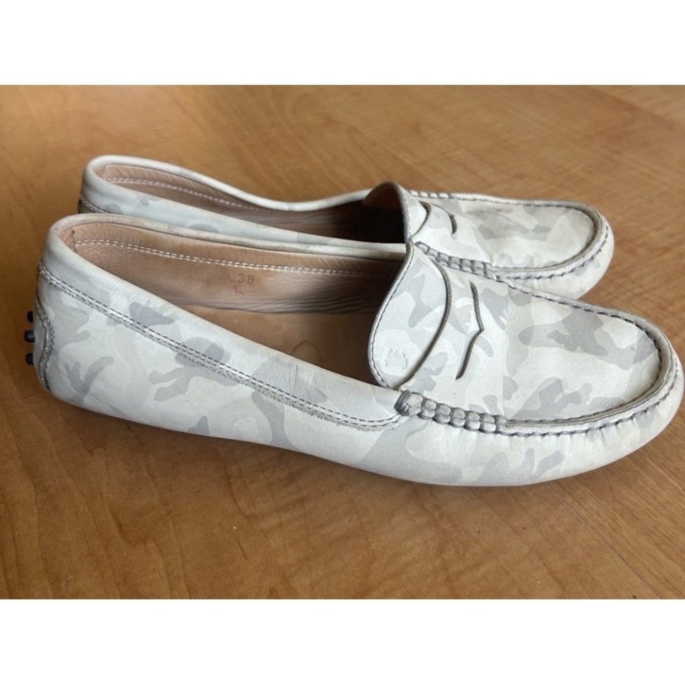Tod's Women's Camo Penny Loafer Leather Slip On Shoes Size 38 US 7.5